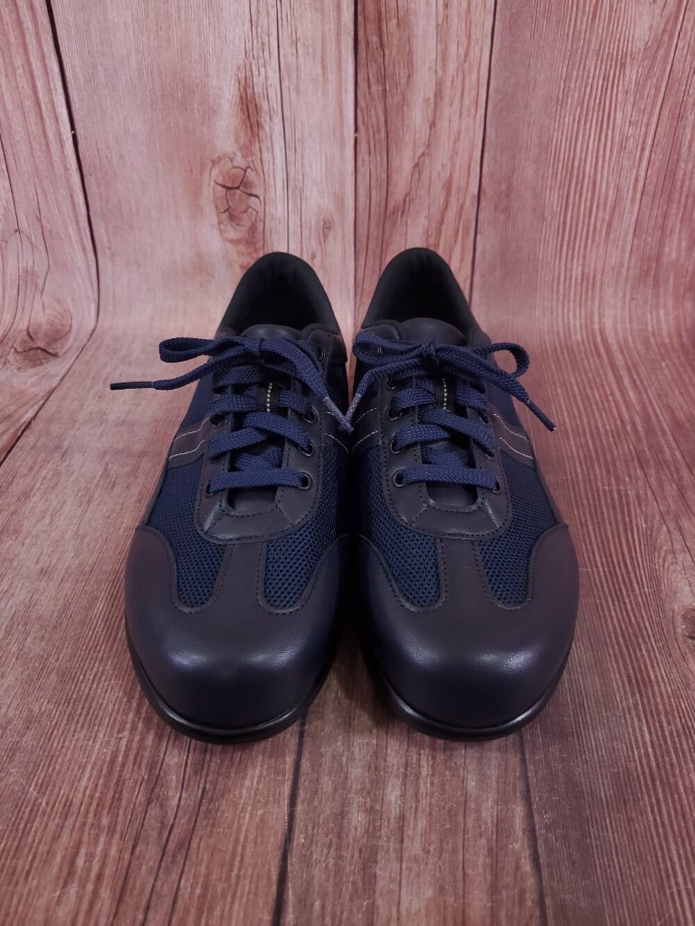 SAS FT Mesh Walking Shoes Womens 9.5 WW Leather Sneakers Comfort USA Navy Blue - Picture 4 of 14